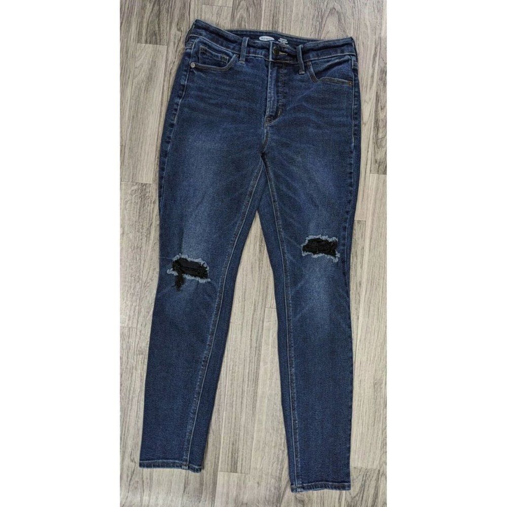 Old Navy Size 6 Rockstar Skinny High Rise Pockets Distressed Blue Jeans